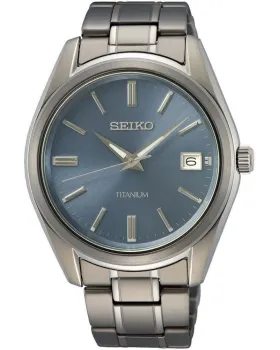 Ανδρικό ρολόι Seiko Titanium SUR371P1, Μπλε καντράν, Μπρασελέ από Τιτάνιο