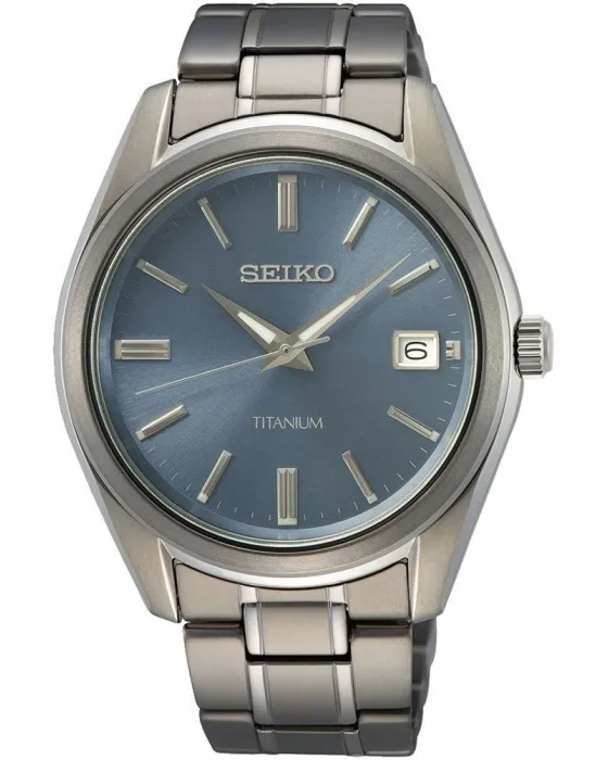 Ανδρικό ρολόι Seiko Titanium SUR371P1, Μπλε καντράν, Μπρασελέ από Τιτάνιο