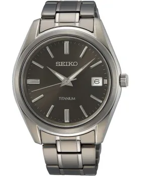 Ανδρικό ρολόι Seiko Titanium SUR375P1, Γκρι καντράν, Μπρασελέ από Τιτάνιο