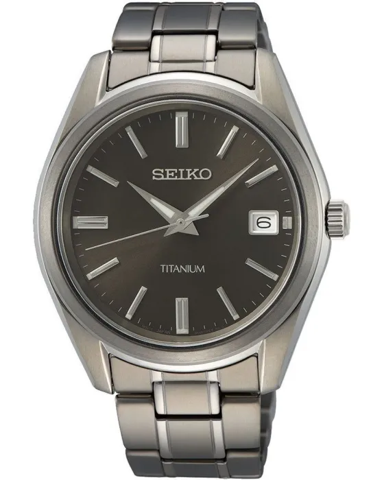 Ανδρικό ρολόι Seiko Titanium SUR375P1, Γκρι καντράν, Μπρασελέ από Τιτάνιο