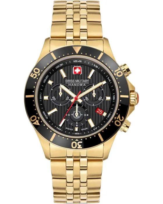 Ανδρικό ρολόι Swiss Military Hanowa Flagship X Chronograph SMWGI2100710, Μαύρο καντράν, Μπρασελέ από Ανοξείδωτο ατσάλι