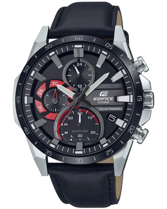 Ανδρικό ρολόι Casio Edifice Solar Chronograph EFS-S620BL-1AVUEF, Μαύρο καντράν, Λουρί από Δερμάτινο
