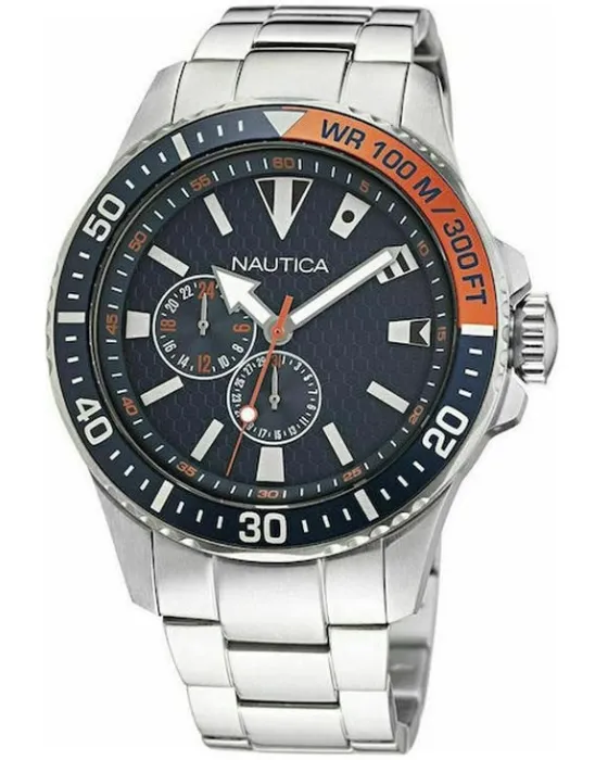 Ανδρικό ρολόι Nautica Freeboard NAPFRF030, Μπλε καντράν, Μπρασελέ από Ανοξείδωτο ατσάλι