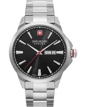 Ανδρικό ρολόι Swiss Military Hanowa 06-5346.04.007, Μαύρο καντράν, Μπρασελέ από Ανοξείδωτο ατσάλι