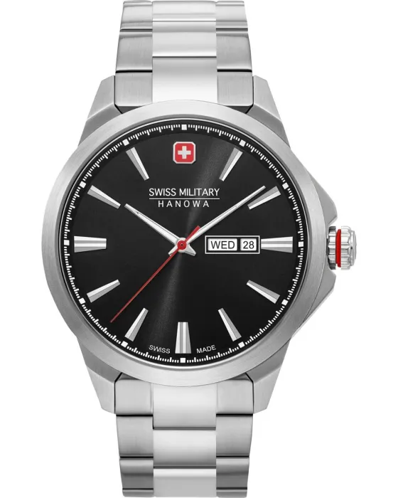 Ανδρικό ρολόι Swiss Military Hanowa 06-5346.04.007, Μαύρο καντράν, Μπρασελέ από Ανοξείδωτο ατσάλι