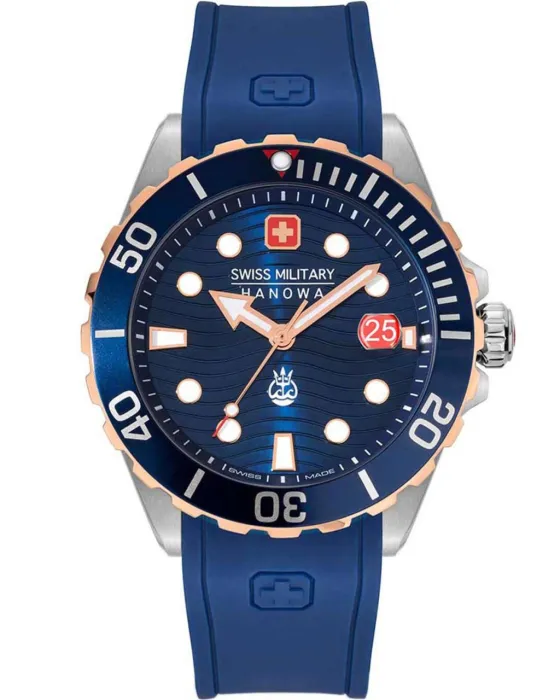 Ανδρικό ρολόι Swiss Military Hanowa Offshore Diver II SMWGN2200361, Μπλε καντράν, Λουρί από Καουτσούκ