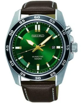 Ανδρικό ρολόι Seiko Kinetic SKA791P1, Πράσινο καντράν, Λουρί από Δερμάτινο