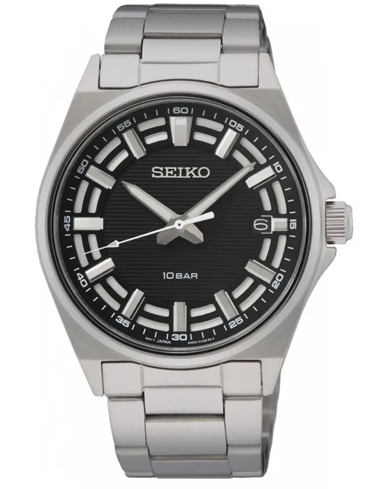 Ανδρικό ρολόι Seiko Racing Sports SUR505P1, Μαύρο καντράν, Μπρασελέ από Ανοξείδωτο ατσάλι