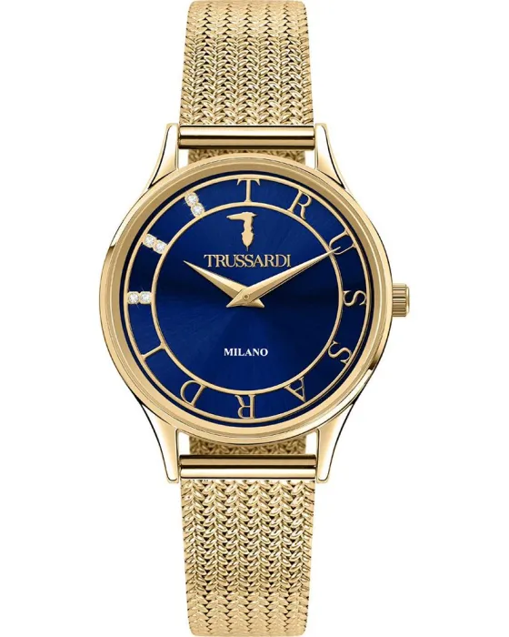 Γυναικείο ρολόι Trussardi T-Star R2453152501, Μπλε καντράν, Μπρασελέ από Ανοξείδωτο ατσάλι