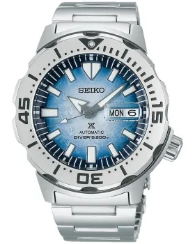 Ανδρικό ρολόι Seiko Prospex Antarctica Monster Save The Ocean SRPG57K1, Μπλε καντράν, Μπρασελέ από Ανοξείδωτο ατσάλι