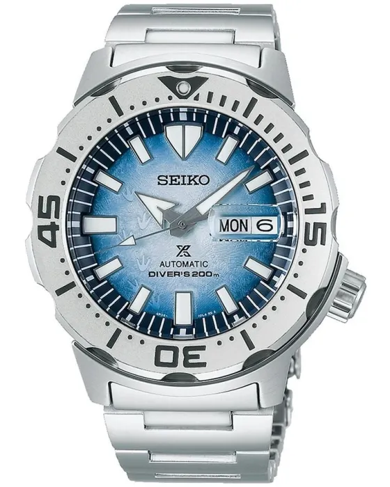 Ανδρικό ρολόι Seiko Prospex Antarctica Monster Save The Ocean SRPG57K1, Μπλε καντράν, Μπρασελέ από Ανοξείδωτο ατσάλι