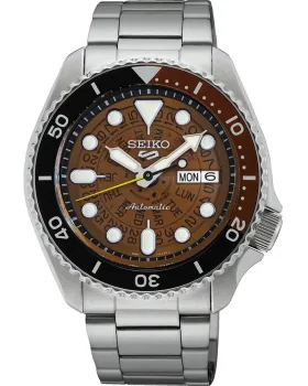 Ανδρικό ρολόι Seiko 5 Sport Automatic SRPJ47K1, Καφέ καντράν, Μπρασελέ από Ανοξείδωτο ατσάλι