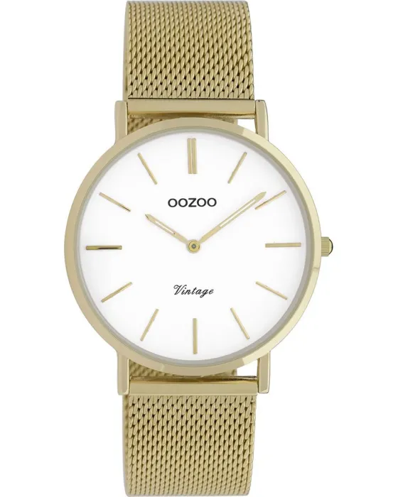 Γυναικείο ρολόι Oozoo Vintage C9910, Λευκό καντράν, Μπρασελέ από Μεταλλικό