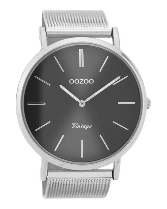 Women's / Men's watch Oozoo Vintage C9937, Charcoal dial, Bracelet in Metallic