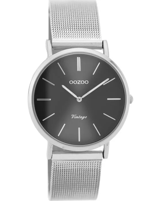Female watch Oozoo Timepieces Vintage C9939, Charcoal dial, Bracelet in Metallic