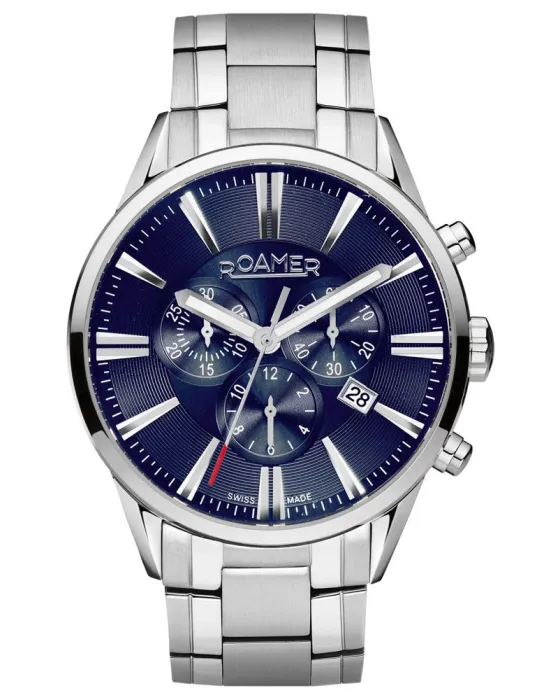 Ανδρικό ρολόι Roamer Superior Chronograph 508837-41-45-50, Μπλε καντράν, Μπρασελέ από Ανοξείδωτο ατσάλι