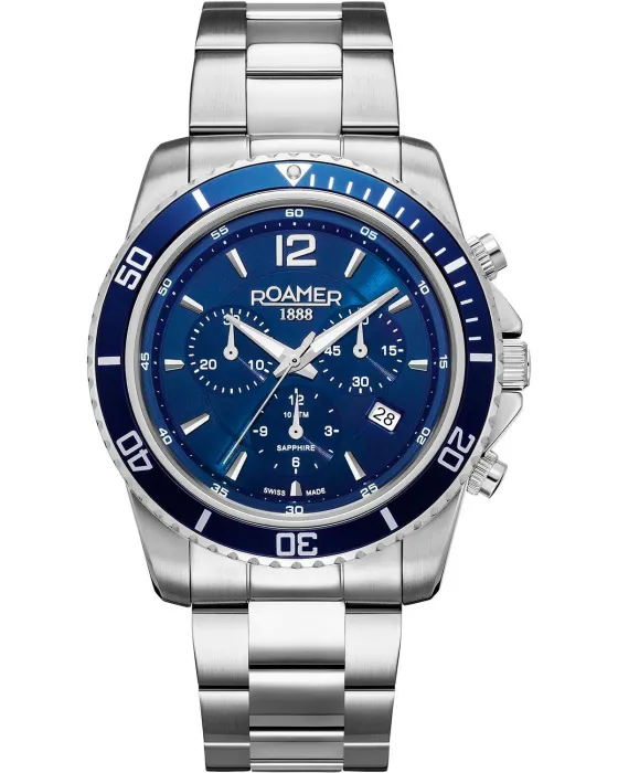 Ανδρικό ρολόι Roamer Nautic 100 Chronograph 862837-41-45-20, Μπλε καντράν, Μπρασελέ από Ανοξείδωτο ατσάλι