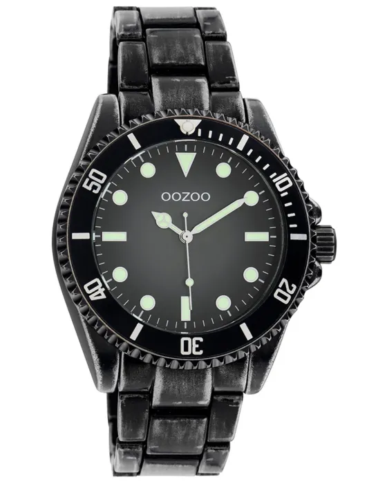 Ανδρικό ρολόι Oozoo Timepieces C11014, Μαύρο καντράν, Μπρασελέ από Μεταλλικό