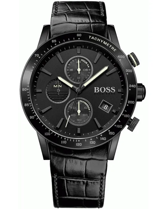 Ανδρικό ρολόι Hugo Boss Rafale Chronograph 1513389, Μαύρο καντράν, Λουρί από Δερμάτινο