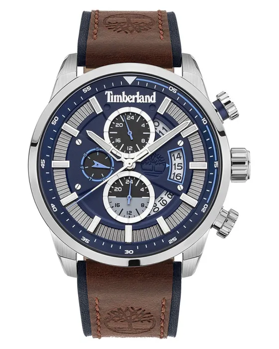 Ανδρικό ρολόι Timberland Callahan TDWGF2102602, Μπλε καντράν, Λουρί από Δερμάτινο