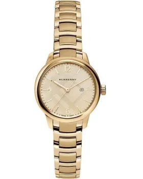 Γυναικείο ρολόι Burberry Classic Round BU10109, Χρυσό καντράν, Μπρασελέ από Ανοξείδωτο ατσάλι