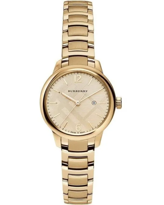 Γυναικείο ρολόι Burberry Classic Round BU10109, Χρυσό καντράν, Μπρασελέ από Ανοξείδωτο ατσάλι