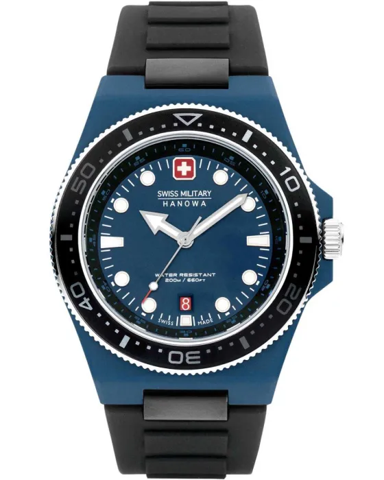 Ανδρικό ρολόι Swiss Military Hanowa Ocean Pioneer SMWGN0001184, Μπλε καντράν, Λουρί από Καουτσούκ