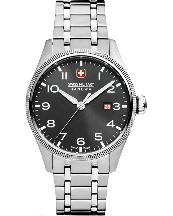 Ανδρικό ρολόι Swiss Military Hanowa Thunderbolt SMWGH0000801, Μαύρο καντράν, Μπρασελέ από Ανοξείδωτο ατσάλι