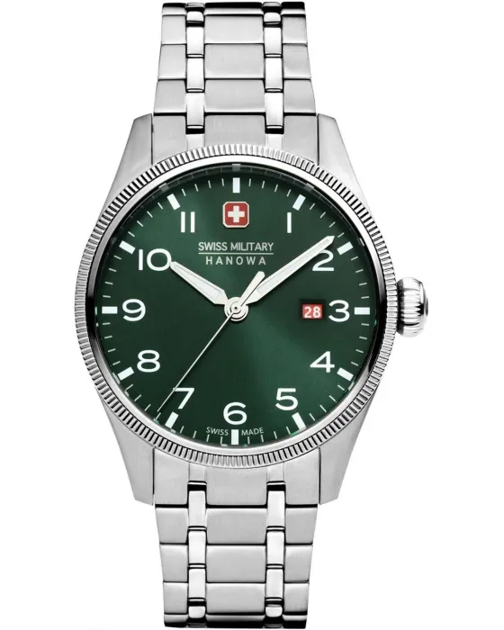 Ανδρικό ρολόι Swiss Military Hanowa Thunderbolt SMWGH0000803, Πράσινο καντράν, Μπρασελέ από Ανοξείδωτο ατσάλι