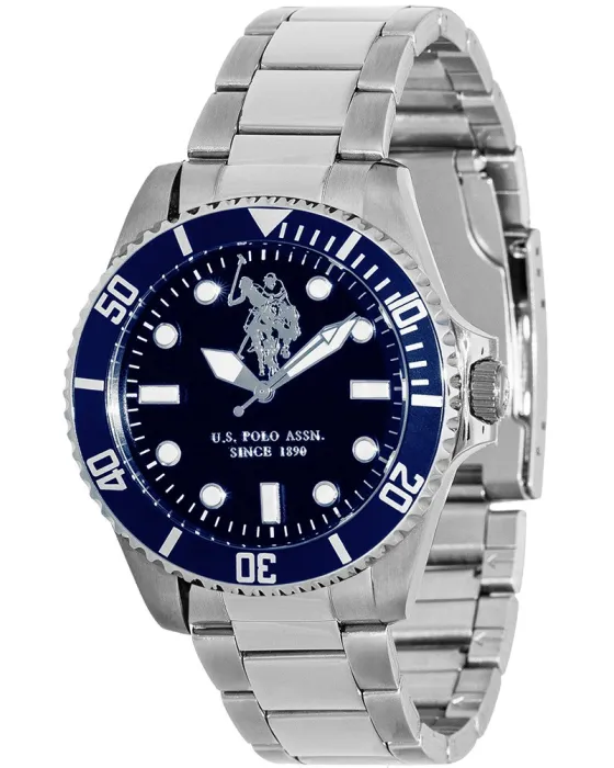 Ανδρικό ρολόι U.S. Polo Assn. USP3221BL, Μπλε καντράν, Μπρασελέ από Ανοξείδωτο ατσάλι