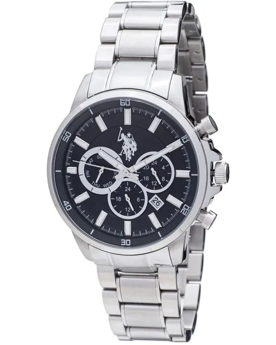 Men's watch U.S. Polo Assn. Grayson USP4782BK, Black dial, Bracelet in Stainless Steel