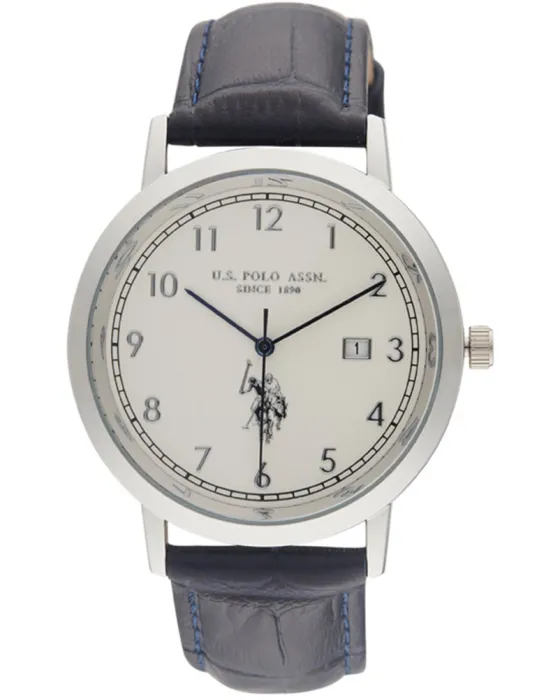 Men's watch U.S. Polo Assn. Oliver USP4799ST, Silver dial, Strap in Leather
