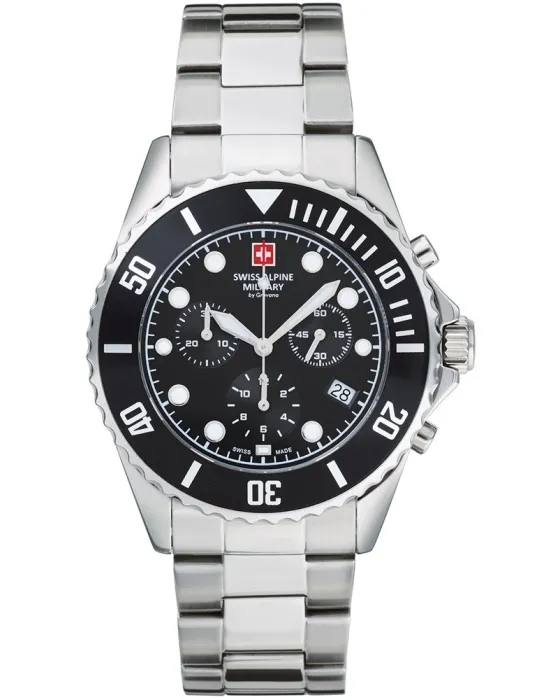 Male watch Swiss Alpine Military by Grovana Chronograph SAM7053.9137, Black dial, Bracelet in Stainless Steel