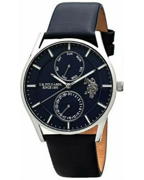 Men's watch U.S. Polo Assn. USP4902BL, Blue dial, Strap in Leather