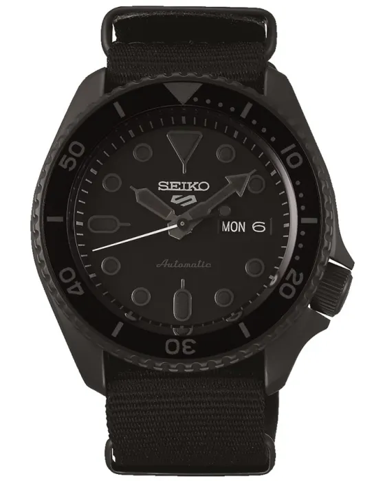 Ανδρικό ρολόι Seiko 5 Sports Automatic SRPD79K1, Μαύρο καντράν, Λουρί από Υφασμάτινο