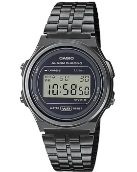 Ανδρικό ρολόι Casio Collection A171WEGG-1AEF, LCD καντράν, Μπρασελέ από Ανοξείδωτο ατσάλι