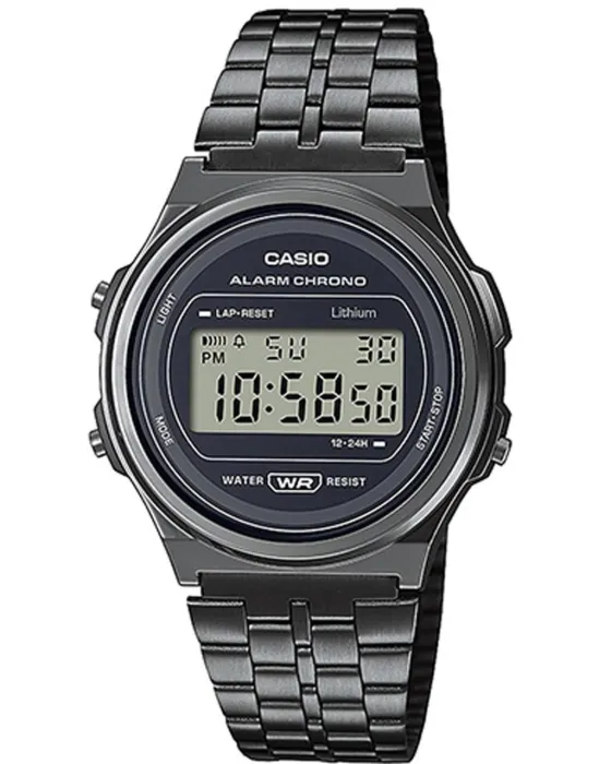 Ανδρικό ρολόι Casio Collection A171WEGG-1AEF, LCD καντράν, Μπρασελέ από Ανοξείδωτο ατσάλι