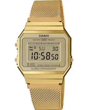 Ανδρικό / Γυναικείο ρολόι Casio Collection A700WEMG-9AEF, Χρυσό καντράν, Μπρασελέ από Ανοξείδωτο ατσάλι