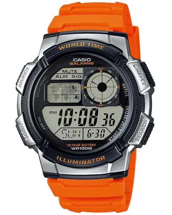 Ανδρικό ρολόι Casio Collection AE-1000W-4BVEF, LCD καντράν, Λουρί από Καουτσούκ