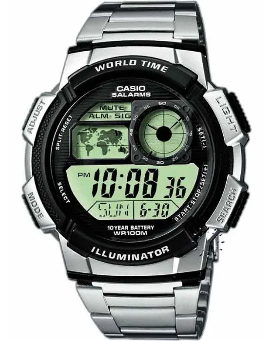 Ανδρικό ρολόι Casio Collection AE-1000WD-1AVEF, LCD καντράν, Μπρασελέ από Ανοξείδωτο ατσάλι