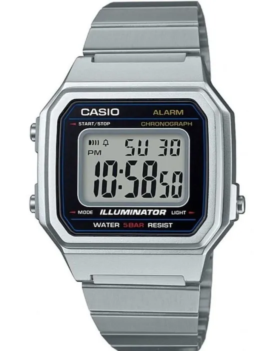 Ανδρικό ρολόι Casio Collection B650WD-1AEF, LCD καντράν, Μπρασελέ από Μεταλλικό