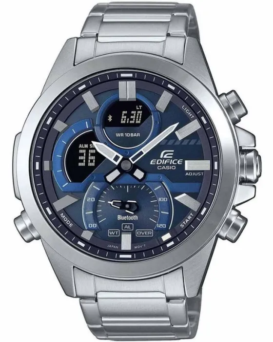 Ανδρικό ρολόι Casio Edifice Chronograph ECB-30D-2AEF, Μπλε καντράν, Μπρασελέ από Ανοξείδωτο ατσάλι