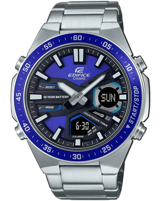 Ανδρικό ρολόι Casio Edifice Chronograph EFV-C110D-2AVEF, Μπλε καντράν, Μπρασελέ από Ανοξείδωτο ατσάλι