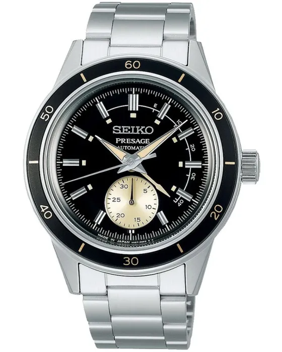 Ανδρικό ρολόι Seiko Presage Style 60s Automatic SSA449J1, Μαύρο καντράν, Μπρασελέ από Ανοξείδωτο ατσάλι