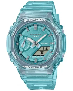 Ανδρικό ρολόι Casio G-Shock GMA-S2100SK-2AER, Γαλάζιο καντράν, Λουρί από Καουτσούκ