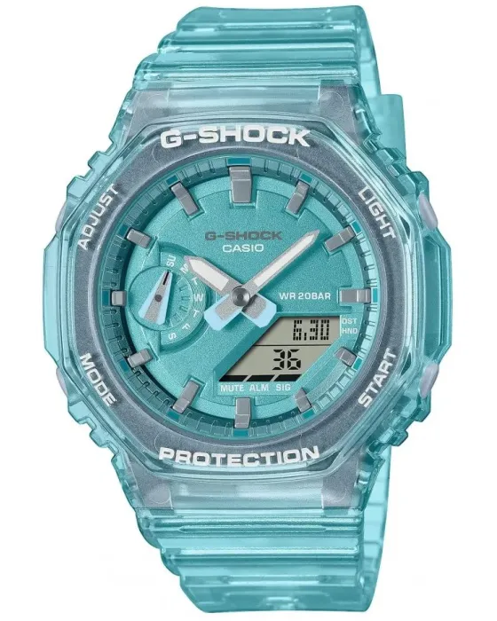 Ανδρικό ρολόι Casio G-Shock GMA-S2100SK-2AER, Γαλάζιο καντράν, Λουρί από Καουτσούκ