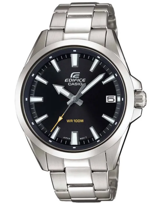 Ανδρικό ρολόι Casio Edifice EFV-100D-1AVUEF, Μαύρο καντράν, Μπρασελέ από Ανοξείδωτο ατσάλι