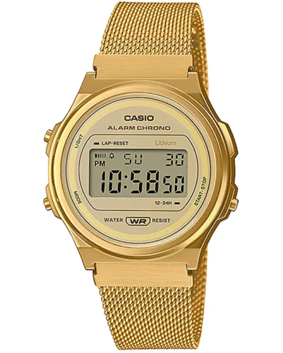 Ανδρικό / Γυναικείο ρολόι Casio Vintage A171WEMG-9AEF, LCD καντράν, Μπρασελέ από Ανοξείδωτο ατσάλι