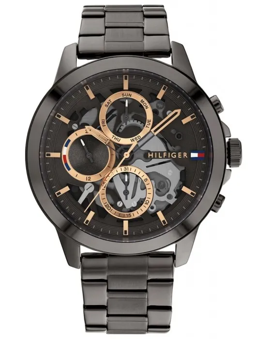 Ανδρικό ρολόι Tommy Hilfiger Henry 1710479, Μαύρο καντράν, Μπρασελέ από Ανοξείδωτο ατσάλι