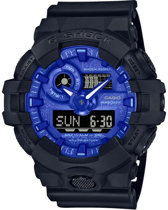 Ανδρικό ρολόι Casio G-Shock GA-700BP-1AER, Μπλε καντράν, Λουρί από Καουτσούκ
